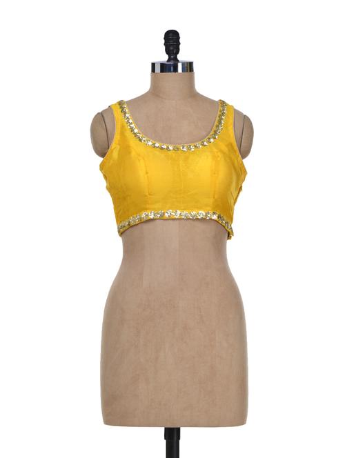 zesty yellow sequined silk blouse - 56025 - Very Small Image - 1