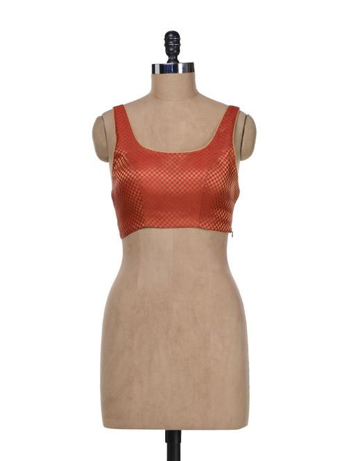 deep orange brocade blouse - 56030 - Very Small Image - 1