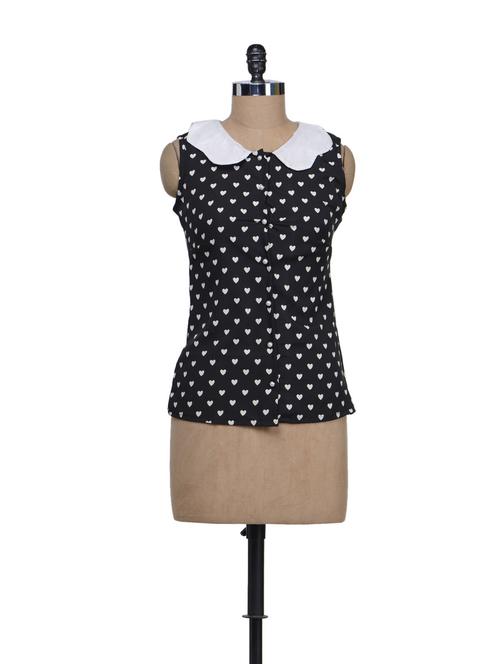 Black & White Heart Print Top - 56963 - Very Small Image - 1