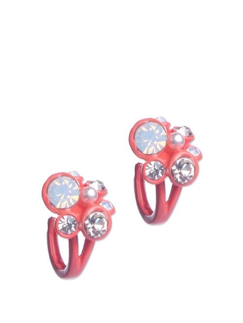 Orange Cluster Hoop Earrings - 58714 - Very Small Image - 1