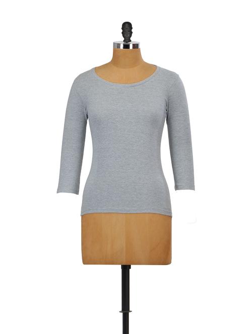 grey quarter sleeved tee - 60542 - Very Small Image - 1