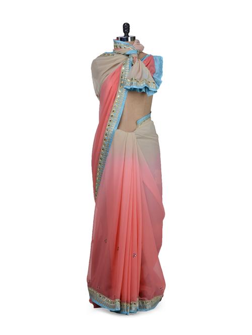 prettylicious pink saree - 60908 - Very Small Image - 1