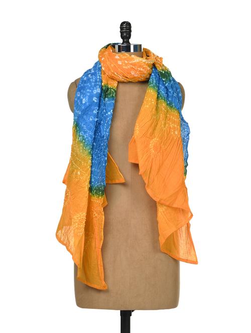 canary-blue bandhni dupatta - 64113 - Very Small Image - 1