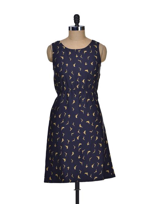 bird print navy dress - 64809 - Very Small Image - 1
