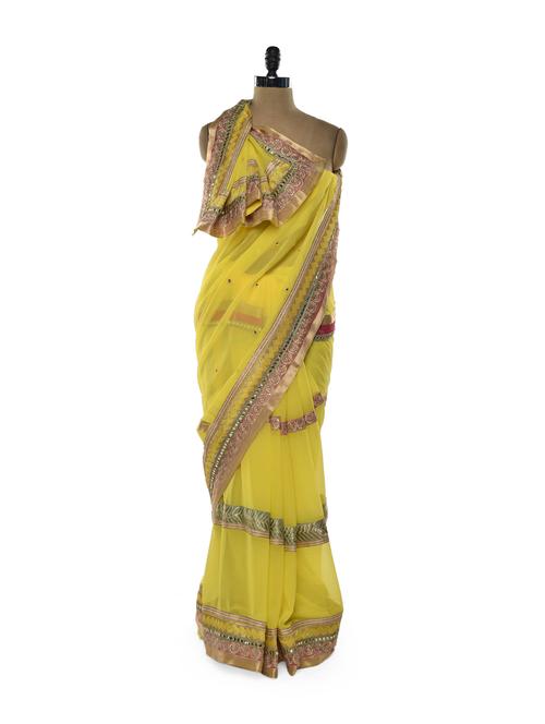 yellow sunshine saree - 64986 - Very Small Image - 1