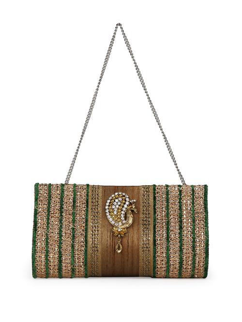 Golden Clutch with Peacock Motif - 66947 - Very Small Image - 1