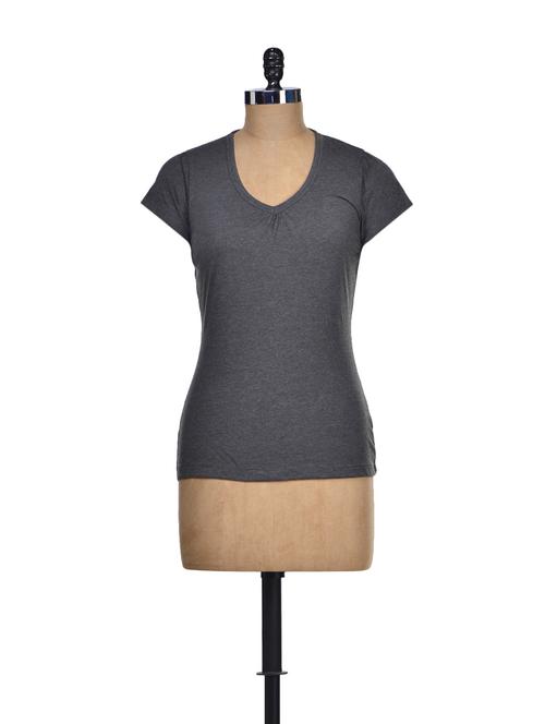 v-neck solid tee - 67425 - Very Small Image - 1