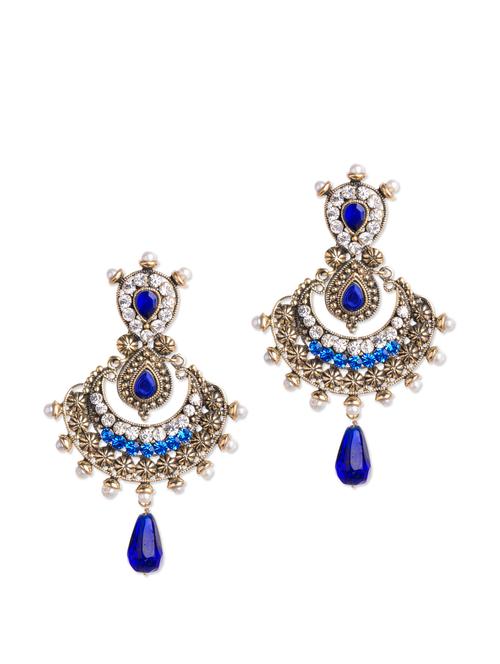 chaand balis with blue drop - 67837 - Very Small Image - 1