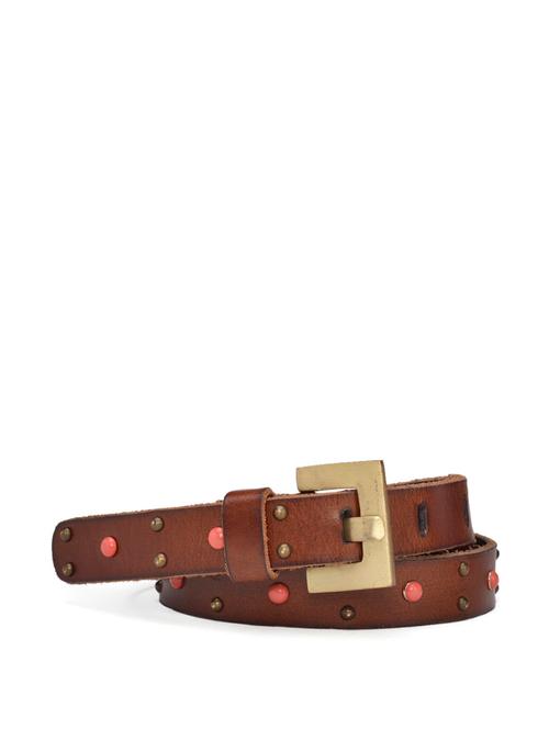 embellished brown leather belt - 69152 - Very Small Image - 1