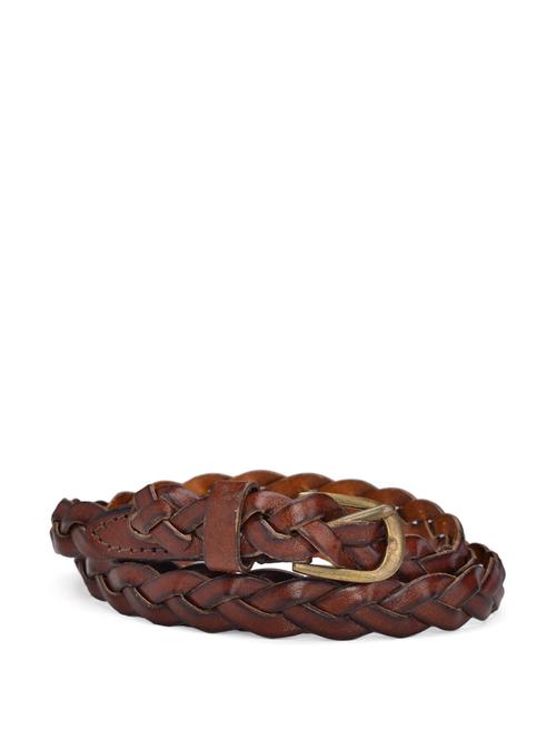 braided brown leather belt - 69164 - Very Small Image - 1