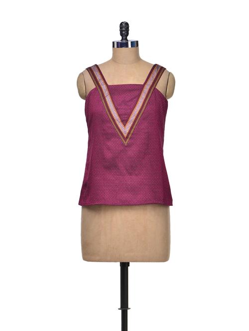 stylish pink self-design khan top - 69342 - Very Small Image - 1