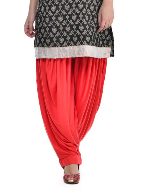 vibrant red knitted patiala salwar - 69486 - Very Small Image - 1