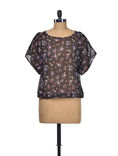 black floral printed kaftan - 69604 - Very Small Image - 1
