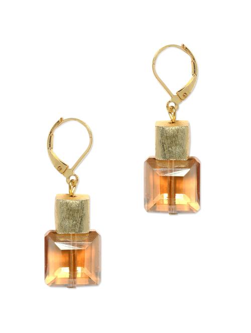 orange and gold craft earrings - 70113 - Very Small Image - 1