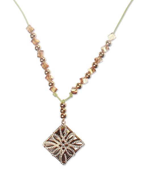 Grey Square Shape Pendant Necklace - 71008 - Very Small Image - 1