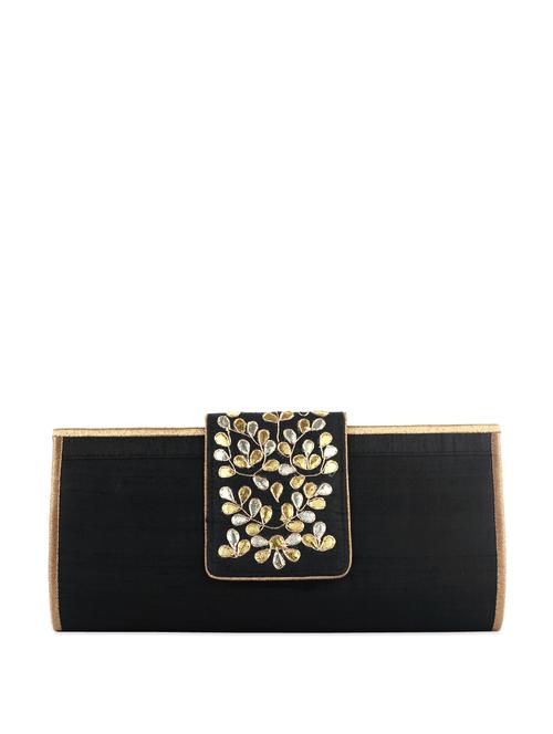 black clutch with gota-patti work - 72797 - Very Small Image - 1