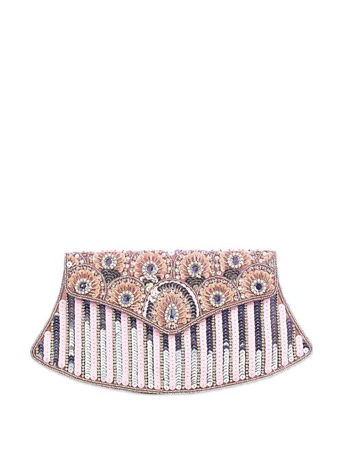 hand embroidered pink boat clutch - 74190 - Very Small Image - 1