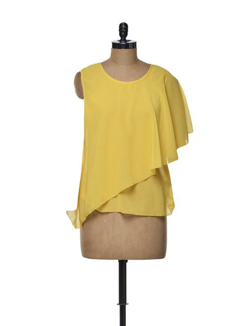 asymmetrical sheer yellow top - 74902 - Very Small Image - 1