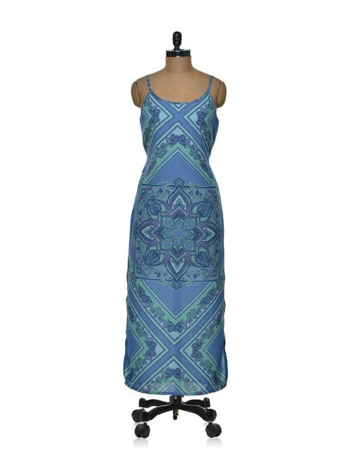 blue block print maxi dress - 74935 - Very Small Image - 1