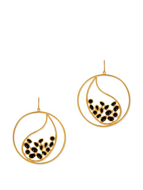 gold earrings with black onyx stones - 75909 - Very Small Image - 1
