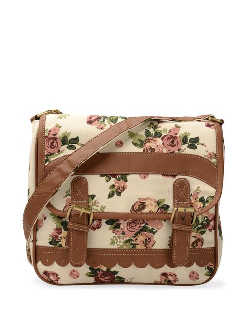 floral printed cross body canvas bag - 83574 - Very Small Image - 1