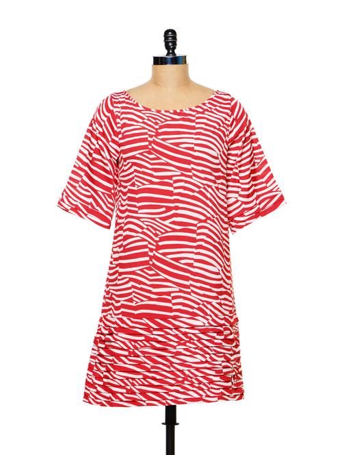 red and white pleated short dress - 83919 - Very Small Image - 1