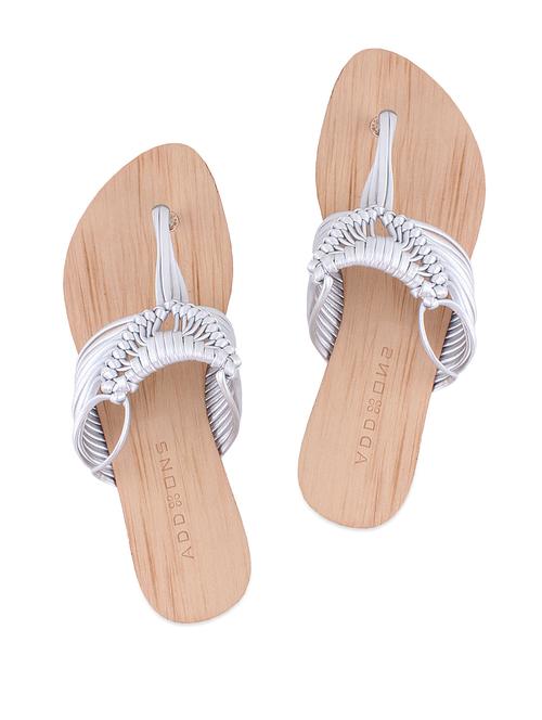 Silver braided T-strap flats - 848662 - Very Small Image - 1