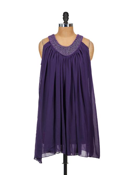 purple pleated loose fit dress - 848683 - Very Small Image - 1
