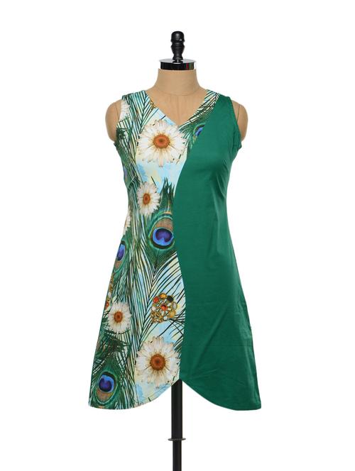 peacock feather and floral print kurta - 849838 - Very Small Image - 1