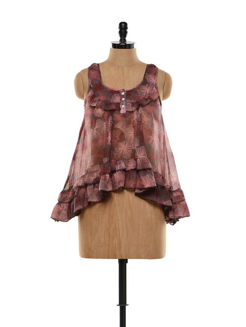 Colourful Floral Asymmetrical Top - 850466 - Very Small Image - 1