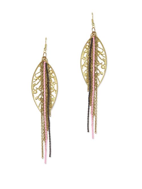 leaf chain beaded danglers - 851107 - Very Small Image - 1