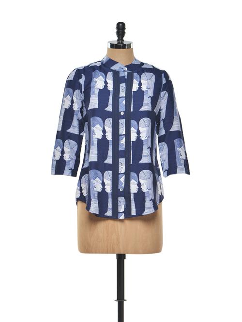 tribal print navy shirt - 851520 - Very Small Image - 1