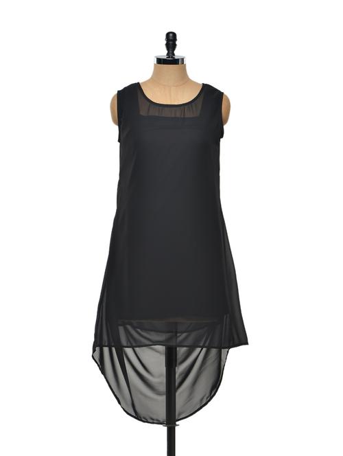 black asymmetrical dress with gathers - 851543 - Very Small Image - 1