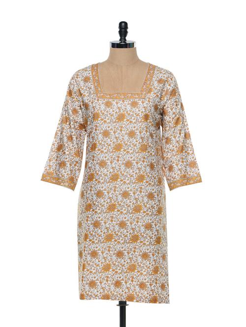 printed floral cotton kurti - 851572 - Very Small Image - 1