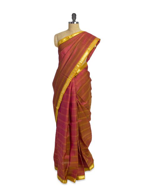 shiny mustard saree - 851762 - Very Small Image - 1