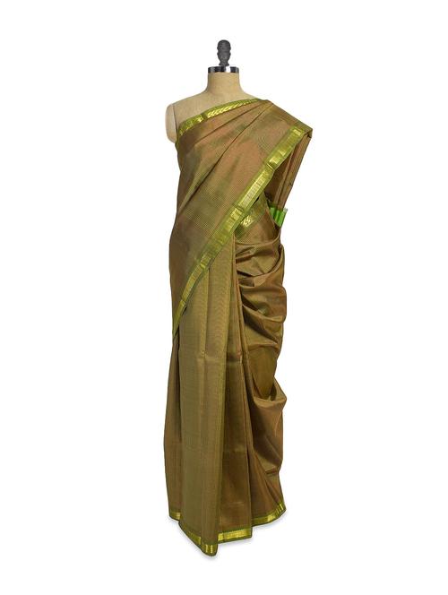shiny green saree - 851765 - Very Small Image - 1