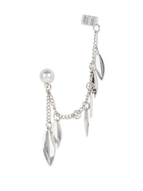 silver leaves dangler ear cuff - 852582 - Very Small Image - 1