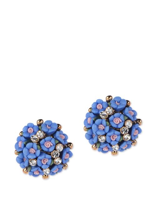 cornflower blue stud earrings with embedded crystals - 852712 - Very Small Image - 1