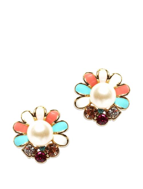 gold plated floral earrings - 853879 - Very Small Image - 1