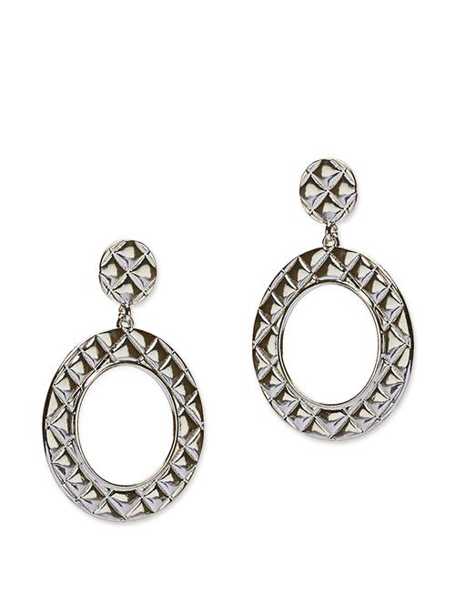 engraved checkered round silver danglers - 854366 - Very Small Image - 1