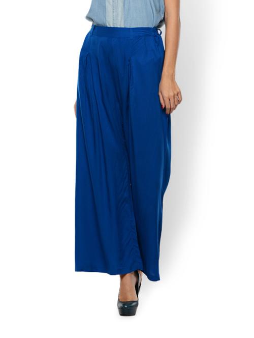 royal blue polyester palazzos - 85473 - Very Small Image - 1