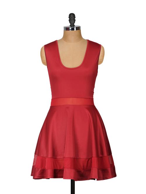 mesh cut deep red dress - 854771 - Very Small Image - 1