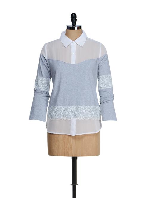 white grey jersey top - 860607 - Very Small Image - 1