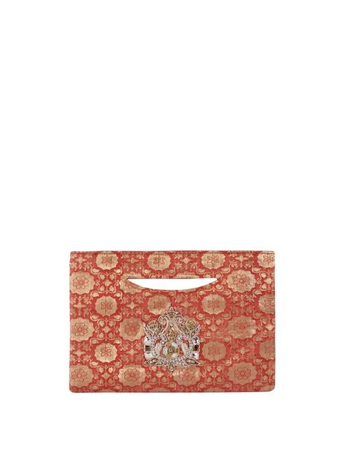 red brocade & applique clutch - 861 - Very Small Image - 1