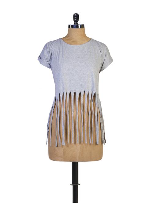 solid grey fringe top - 861167 - Very Small Image - 1
