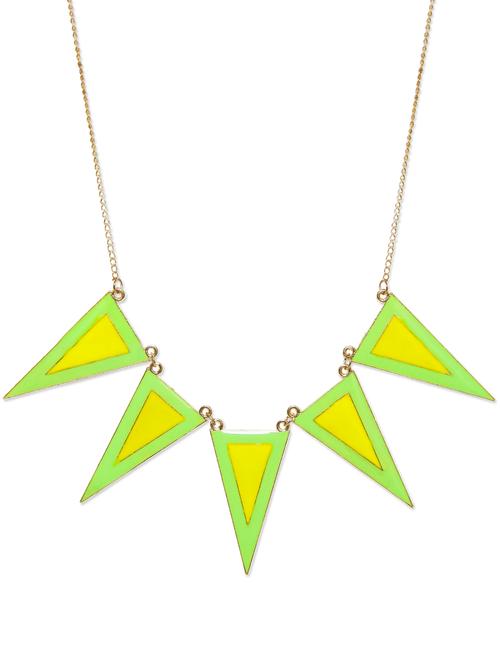 green & yellow enamel triangle necklace - 861300 - Very Small Image - 1
