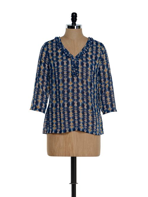 printed sheer blue top - 861604 - Very Small Image - 1
