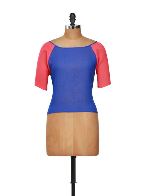 sheer chiffon red and blue top - 861968 - Very Small Image - 1