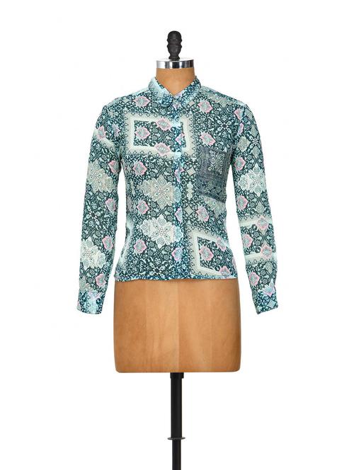 Floral patterned teal top - 861987 - Very Small Image - 1