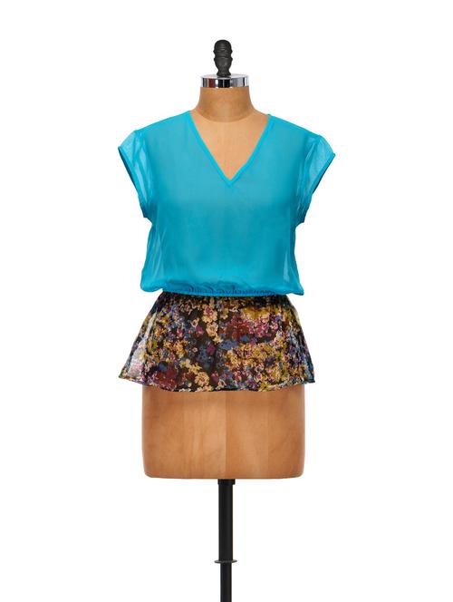 Persian green sheer elastic flare top - 861997 - Very Small Image - 1
